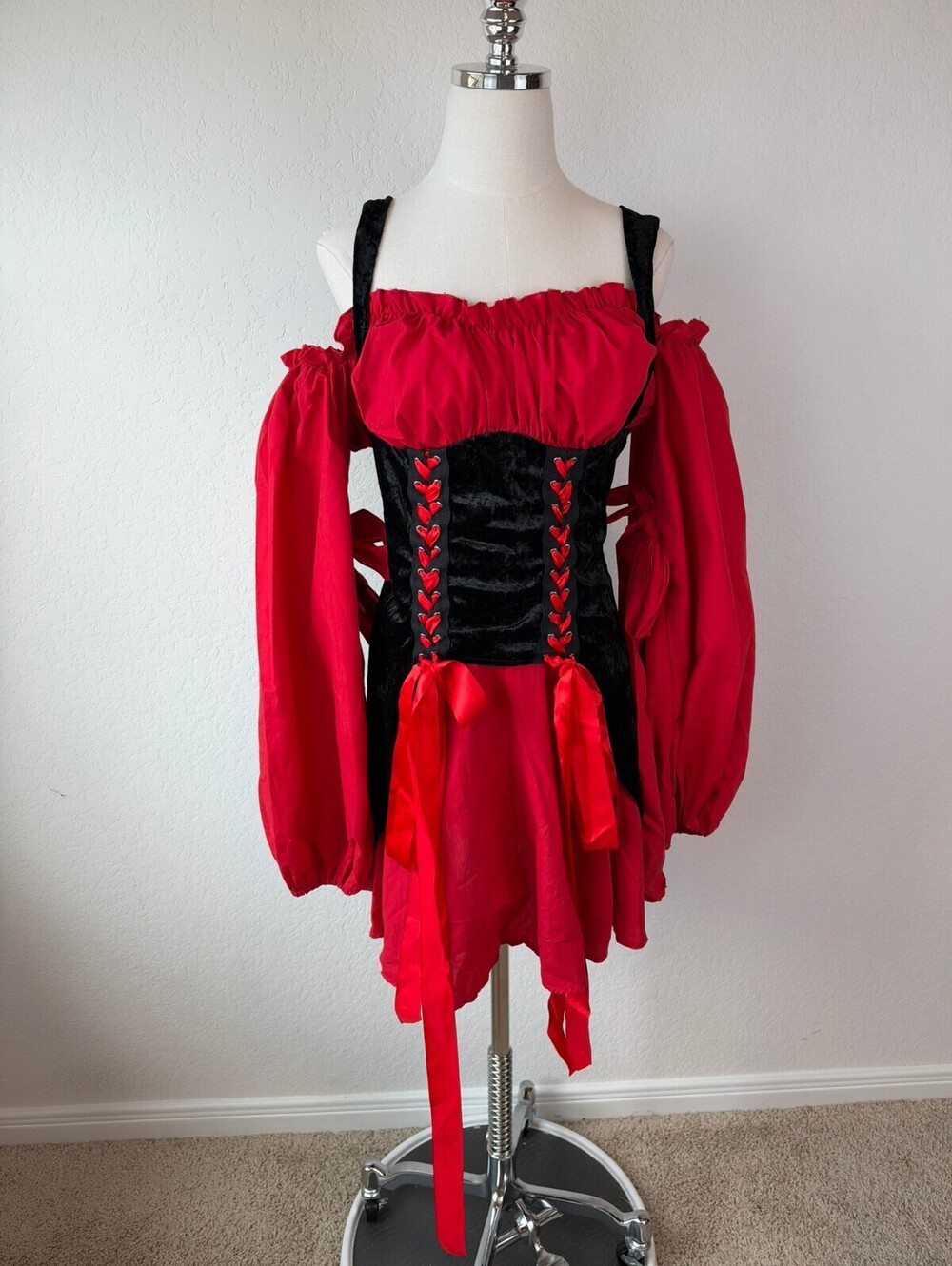 Leg Avenue Red Vixen Pirate Wench Costume Halloween Lace Up Off Shoulder 1X-2X